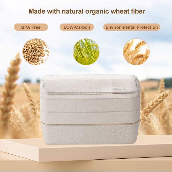 Bento Box for Adults, 3-In-1 Meal Prep Container, 900ML