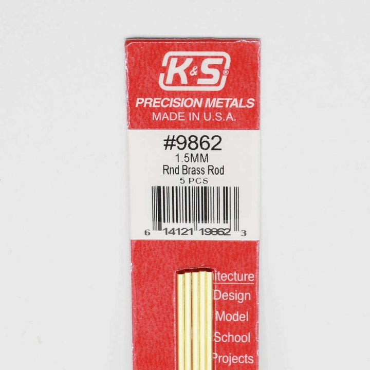 K&amp;S 9862 Round Brass Rod, 1.5mm OD x 300mm Long