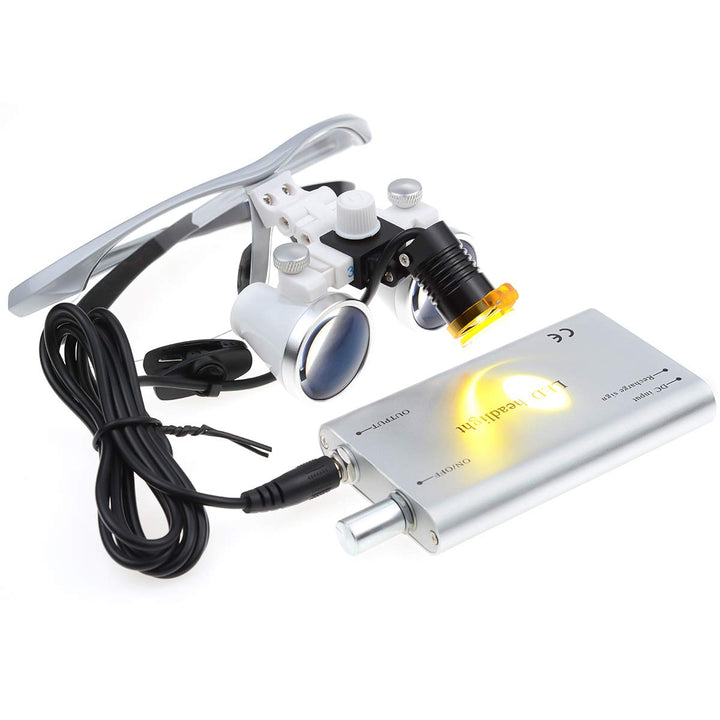 Surgical Binocular Loupes Optical Glass Loupe 3.5x420mm with LED Head Light Lamp