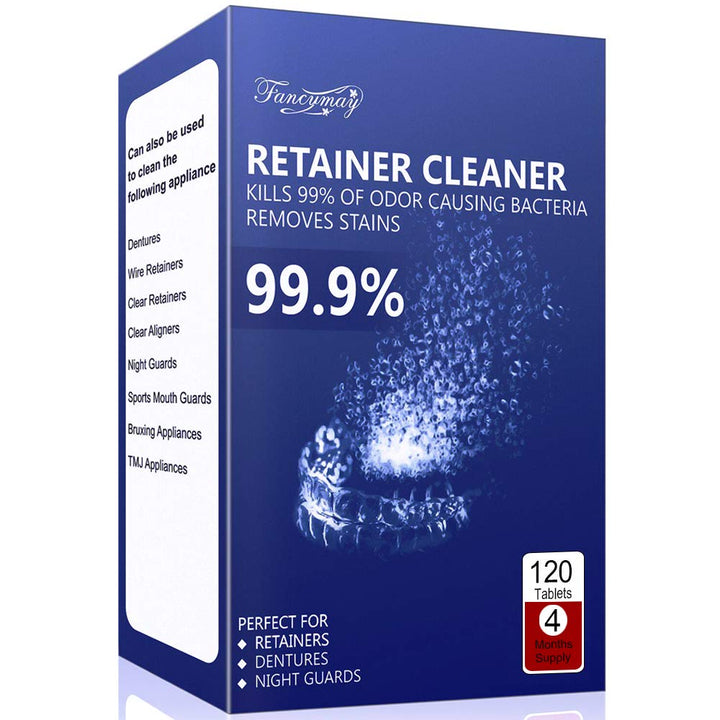 Retainer Cleaner Tablets 120 Tablets - 4 Months Supply, Cleaning Tablets for Denture Aligners Invisalign, Mouth Guard Night Guard Cleaner Tablets, Remove Odors Discoloration Stains&amp; Plaque, Mint