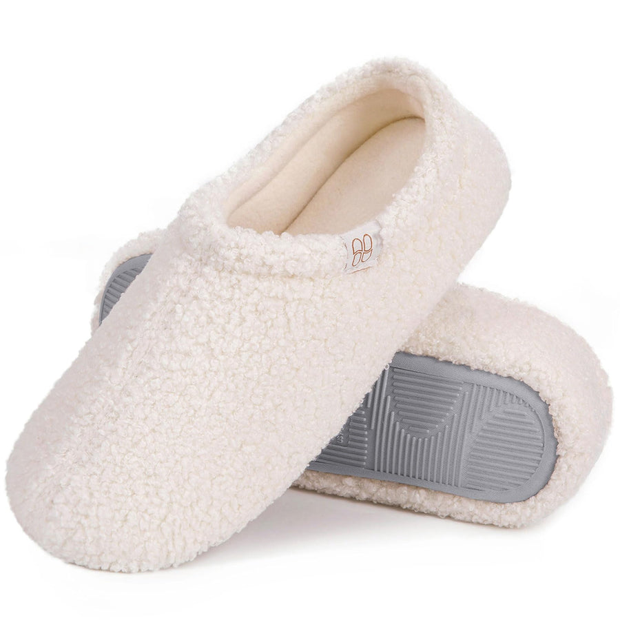 HomeTop Women's Fuzzy Curly Fur Memory Foam Loafer 