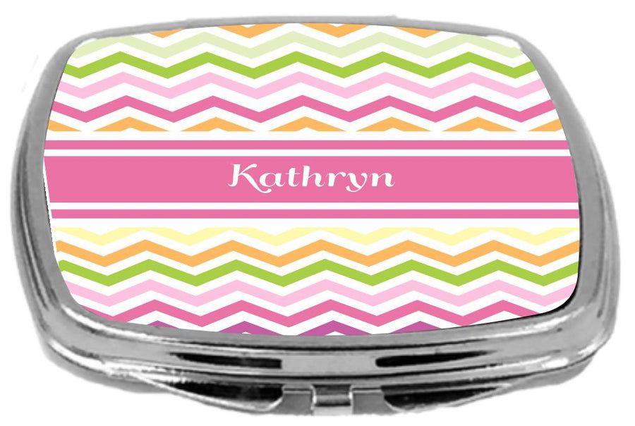 Pink Chevron Name Design Compact Mirror, Kathryn, 3 Ounce