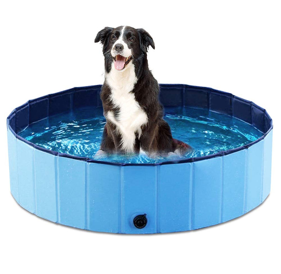 Foldable Dog Pet Bath Pool Collapsible Dog Pet Pool Bathing Tub Kiddie Pool Doggie Wading Pool for Puppy Small Medium Large Dogs Cats and Kids 39.5 Blue