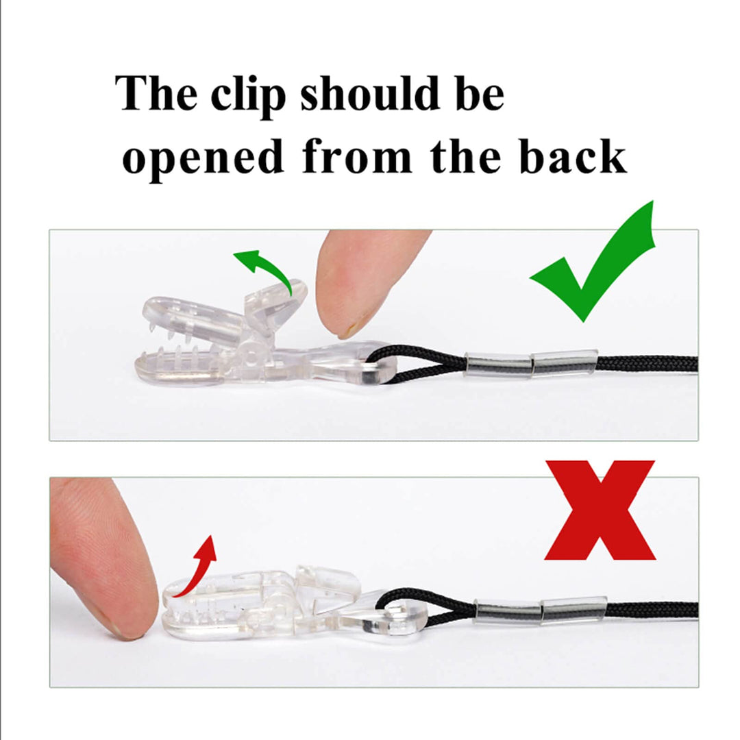 Hearing Aid Clip for Seniors Adults - Anti-Lost Lanyard Protector BTE Clip Holder Rope with Loops and Clip and Security Clip(Black)