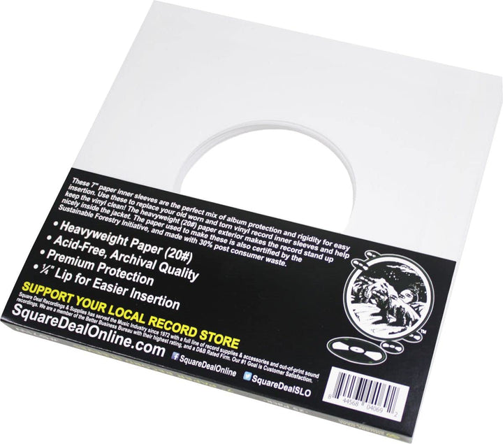 (25) Archival Quality Acid-Free Heavyweight Paper Inner Sleeves for 7 Vinyl Records #07IW