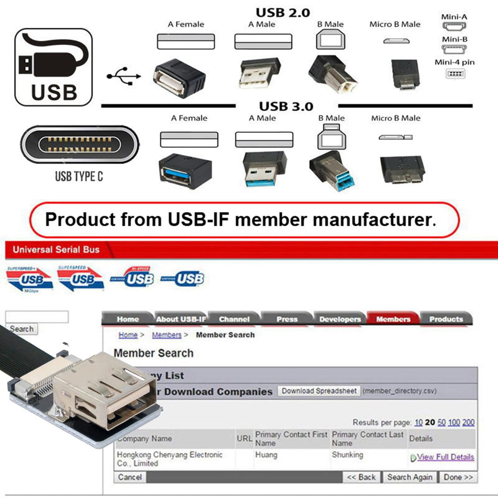 USB 2.0 Type-A Male to Female Extension Data Flat Slim FPC Cable for FPV & Disk & Scanner & Printer 20CM
