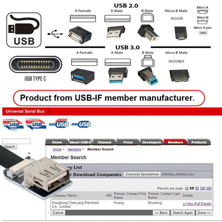 USB 2.0 Type-A Male to Female Extension Data Flat Slim FPC Cable for FPV &amp; Disk &amp; Scanner &amp; Printer 20CM