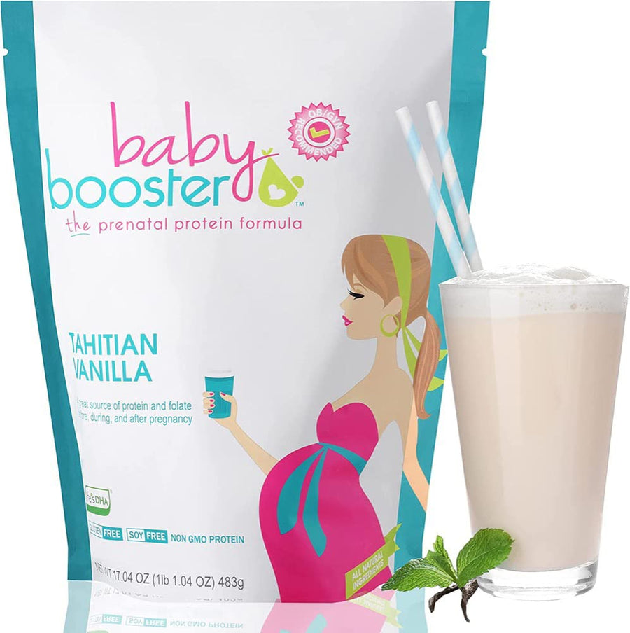 Tahitian Vanilla Prenatal Vitamin Supplement and Protein Shake, Caffeine Free, All Natural, Vegetarian DHA, High Protein, Methyl Folate, B Vitamins, Great for Morning Sickness, 1 lb
