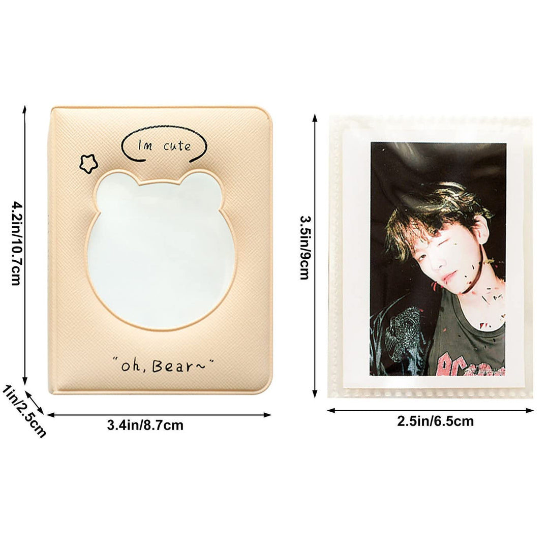 3 Inch Photocard Binder Kpop Album Kpop Photocard Holder Book Hollow Mini Photo Album with 36 Pockets (Purple Bear)