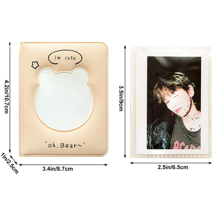 3 Inch Photocard Binder Kpop Album Kpop Photocard Holder Book Hollow Mini Photo Album with 36 Pockets (Purple Bear)
