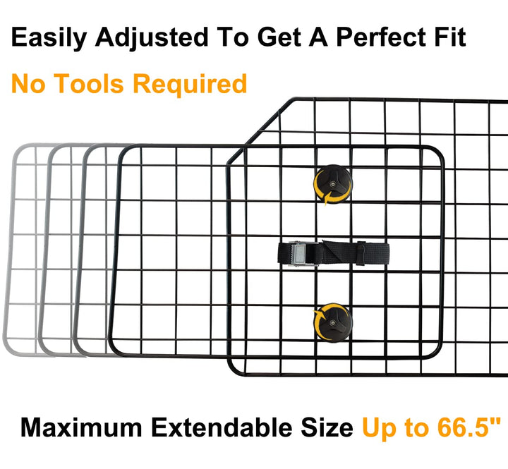 38-66.5 Inches Dog Car Barrier for SUVs, Van, Vehicles, Adjustable Large Pet Barriers, Universal Fit Heavy-Duty Wire Mesh Dog Guard, Pet Divider Gate for Truck Cargo Area, Safety Car Divider