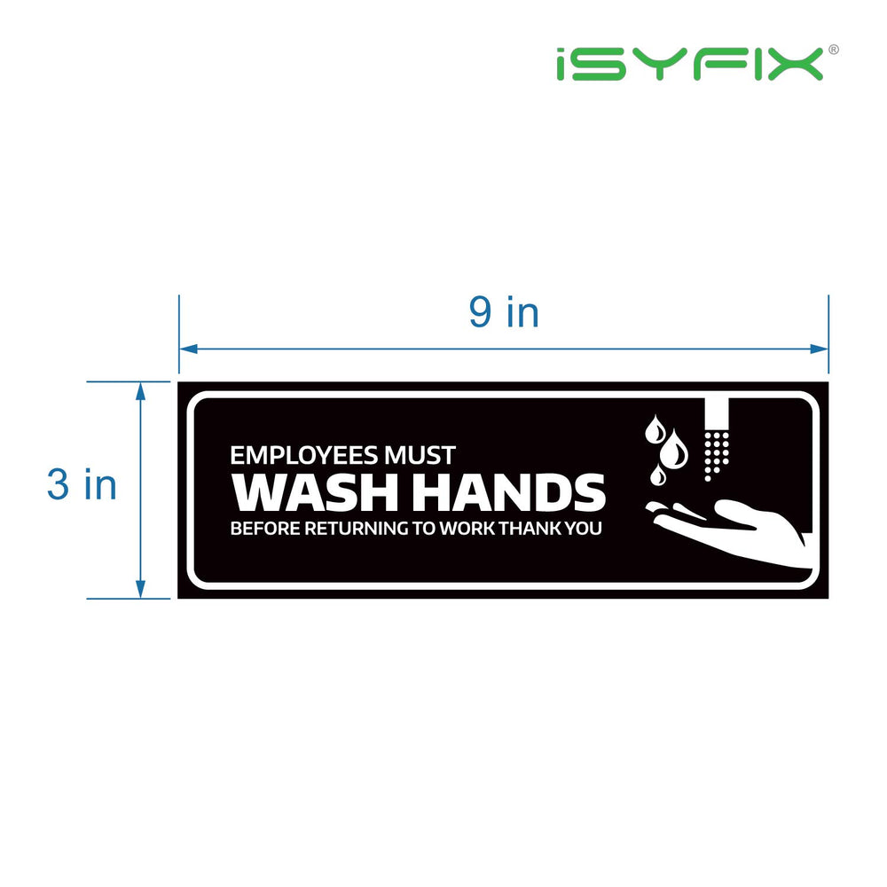 Employees Must Wash Hands Before Returning Signs Stickers – 2 Pack 9x3 Inch – Premium Self-Adhesive Vinyl, Laminated for Ultimate UV, Weather, Scratch, Water and Fade Resistance, Indoor & Outdoor