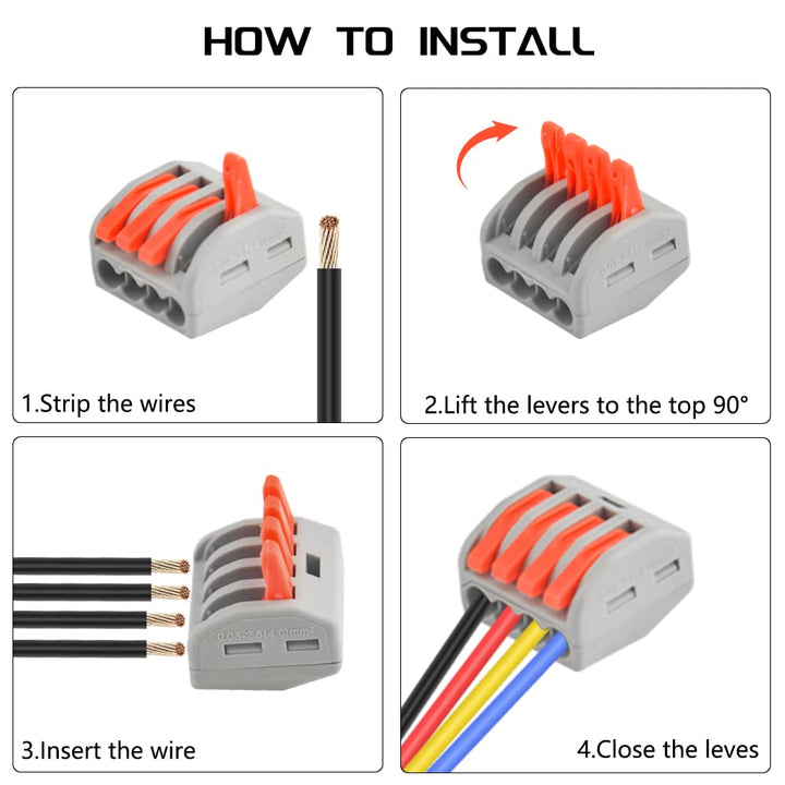 70 PCS Lever Nut Assortment Lever Wire Connector Nuts Conductor Compact Splicing Wire Connectors 2/3/4/5/8 Port