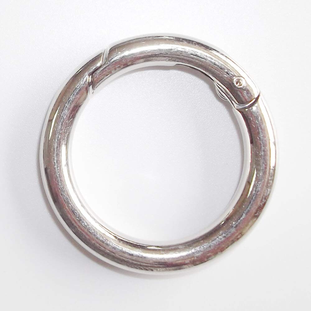 Sturdy Alloy Spring O Ring,Spring Clip Round Carabiner,Metal Circle Trigger Rings Firm Clasp Snap Hook Key Ring Buckle Fastener,Range 3/4 inch to 2 inch Size (Silver, 35mm(1.37))