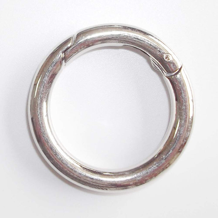 Sturdy Alloy Spring O Ring,Spring Clip Round Carabiner,Metal Circle Trigger Rings Firm Clasp Snap Hook Key Ring Buckle Fastener,Range 3/4 inch to 2 inch Size (Silver, 35mm(1.37))