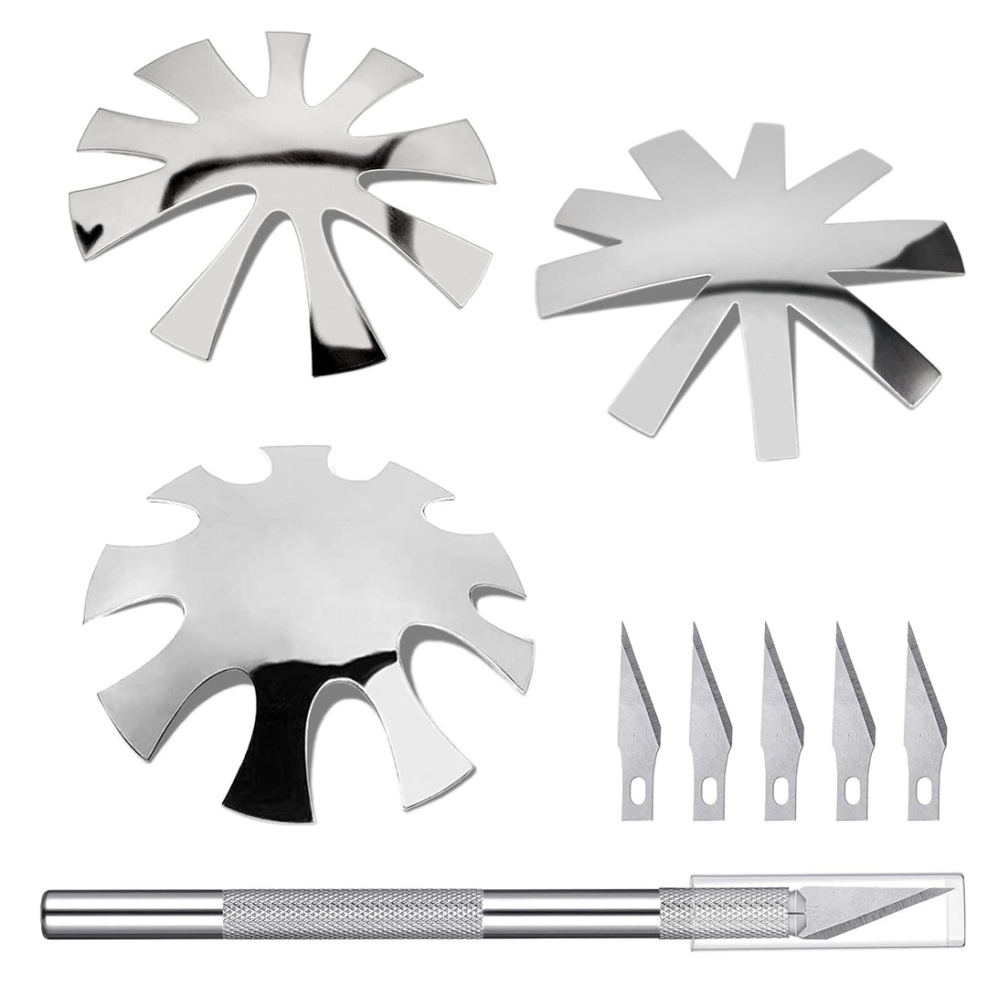 3 Pcs French Nail Cutter for Acrylic Nails,Stainless Steel Smile Line Cutter Manicure Edge Trimmer with Handles French Tip Cutting Knife 5 Spare Blades for Nail