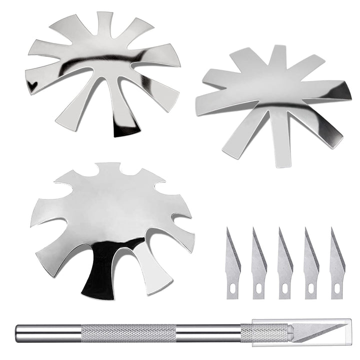 3 Pcs French Nail Cutter for Acrylic Nails,Stainless Steel Smile Line Cutter Manicure Edge Trimmer with Handles French Tip Cutting Knife 5 Spare Blades for Nail