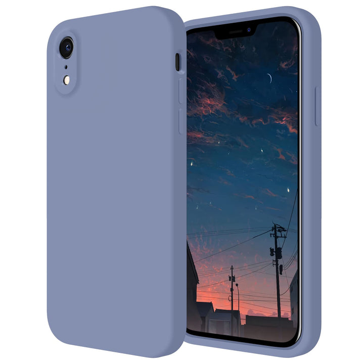 Designed for iPhone XR Case, Silicone Upgraded [Straight Edge] &amp; [Camera Protecion] Phone Case with Soft Anti-Scratch Microfiber Lining, 6.1 inch, Lavender Gray