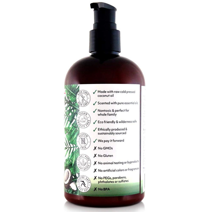 Moisturizing Face and Body Organic Coconut Oil Lotion Tea Tree Spearmint 12 Ounce