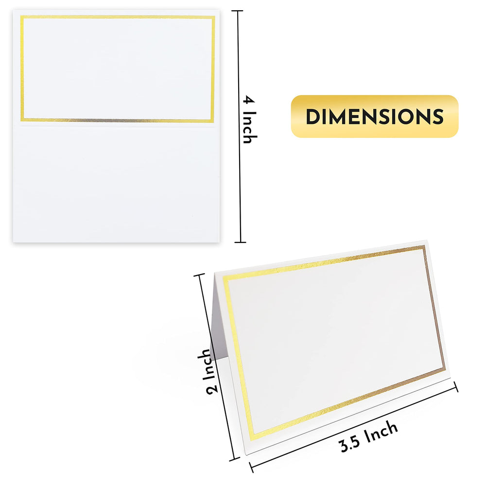 Evaster Place Cards Pack of 100 Premium Tent Name Place Cards for Table Setting with Gold Foil Border 2x3.5 inches - Perfect Place Cards for Weddings, Banquets Dinner Parties and any other Events