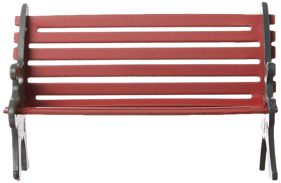 Village Cross Product Accessories Wrought Iron Park Bench Figurine, 2.25 Inch, Red