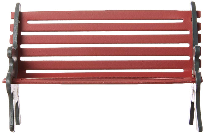 Village Cross Product Accessories Wrought Iron Park Bench Figurine, 2.25 Inch, Red