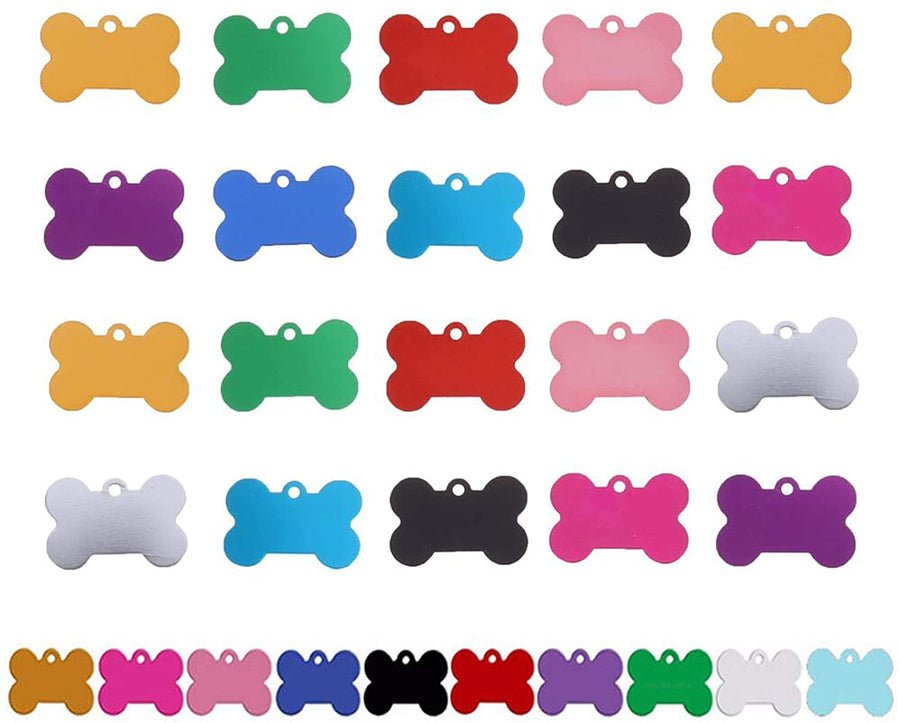 30 PCS Blank Dog Tags,Pet ID Tag Bone Shape, Aluminum Alloy for Dogs and Cats Pet ID Tag(38mm)