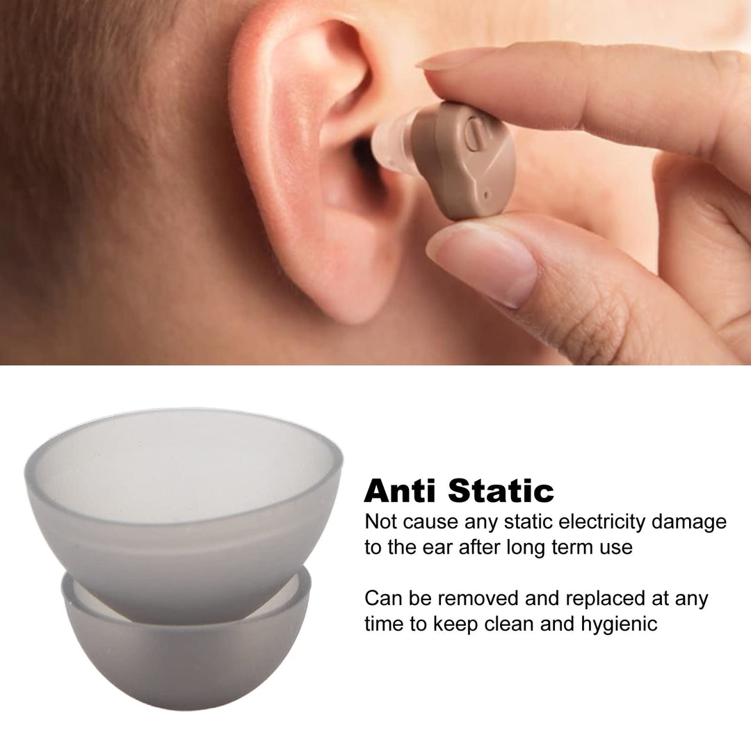 10 Pcs Hearing Aid Domes, Soft Silicone Hearing Aid Earplug Anti Static Hearing Aid Eartips Detachable and Removable Hearing Aid Power Domes Double Layer Tips(Black)