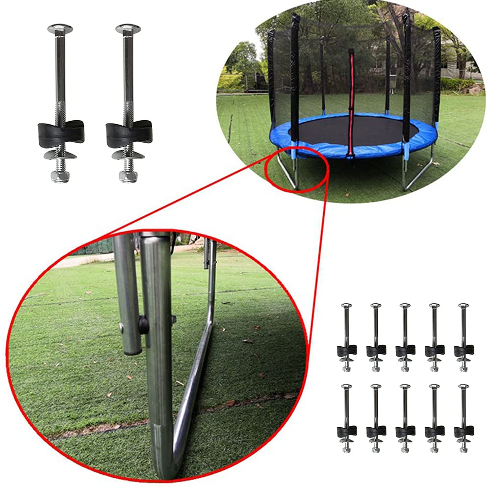 12pcs Trampoline Enclosure Pole Galvanized Steel Spacers Trampoline Screws, Jumping Bed Carriage Screw Nut Screw Square Head Trampoline Screws Peplacement Parts