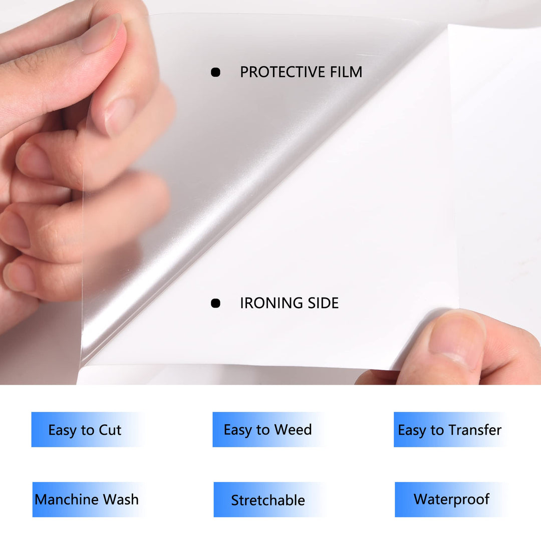 HTV Iron on Vinyl 12Inch by 25ft Roll HTV Heat Transfer Vinyl for T-Shirt HTV Vinyl Rolls for All Cutter Machine - Easy to Cut &amp; Weed for Heat Vinyl Design (25ft, White)