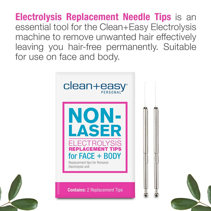 Non-Laser Electrolysis Replacement Tips for Face &amp; Body, Pack of 2