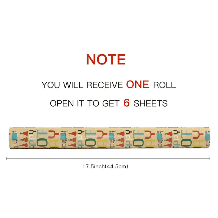RUSPEPA Kraft Wrapping Paper Sheet - Dogs and Cats Desi