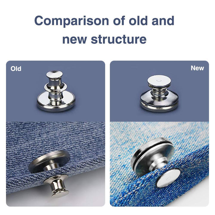 Button Pins for Jeans, 6 Sets 17mm Flat Back Design Adj