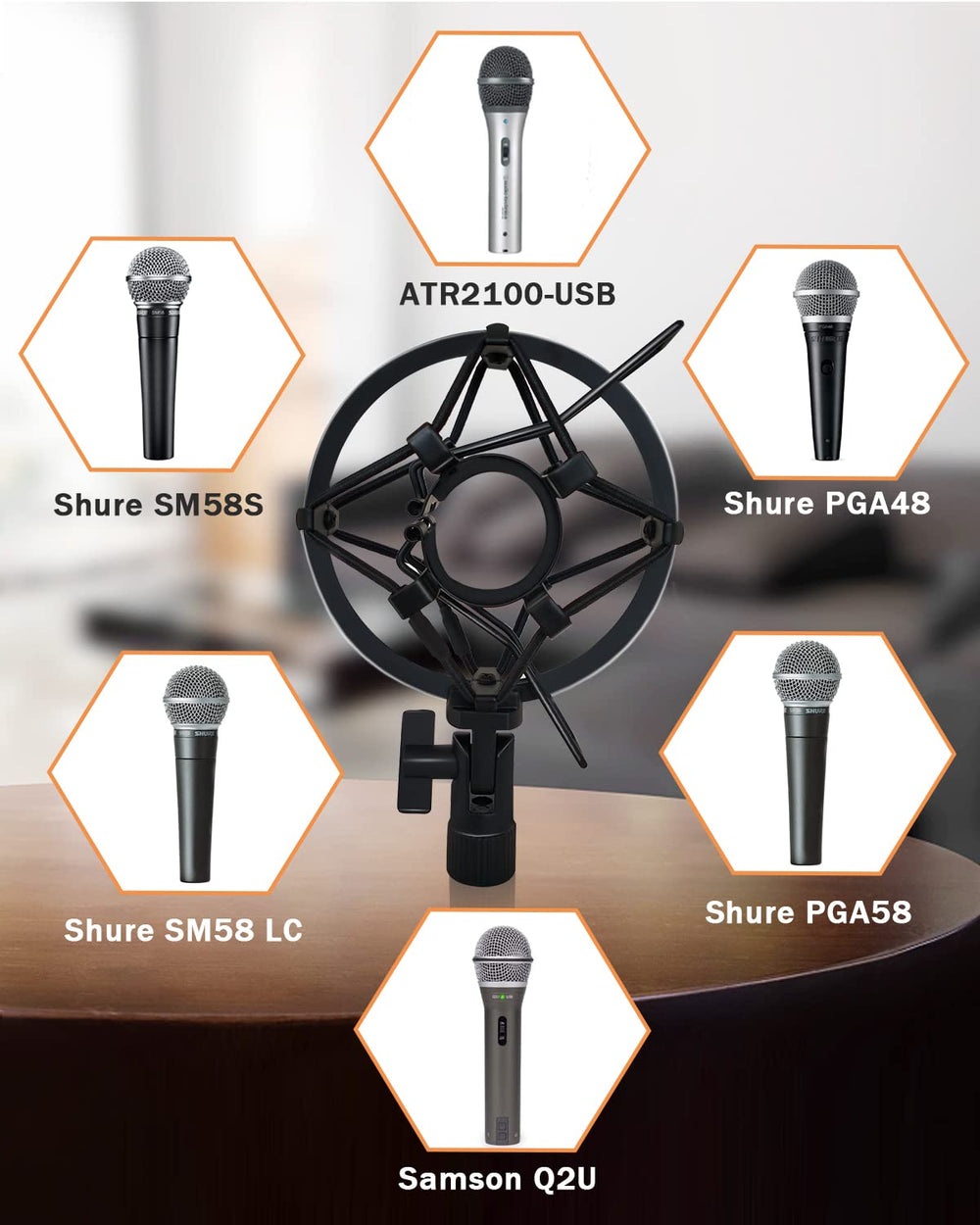 Microphone Shock Mount Mic Holder For Samson Q2U Shure SM58 ATR2100-USB Behringer Xm8500, Mic Clip Holder Mount for Diameter 28mm-32mm Dynamic Microphone Like AT2005-USB Shure PGA48 PGA58,