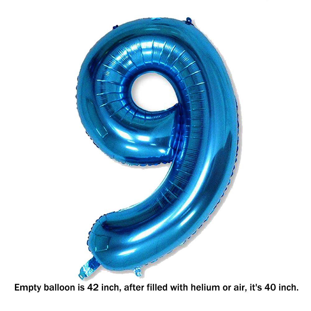 40 Inch Jumbo Blue Number 9 Balloon Giant Balloons Prom Balloons Helium Foil Mylar Huge Number Balloons for Birthday Party Decorations/Wedding/Anniversary