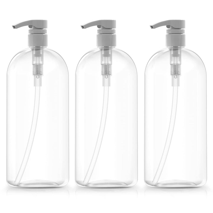 Empty Shampoo Pump Bottles 32-Ounce BPA-Free 3-Pack White