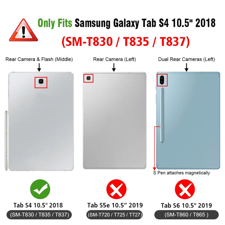 Slim Case for Samsung Galaxy Tab S4 10.5 2018 with S Pen Holder, Ultra Thin Tri-Fold Stand Cover with Auto Sleep/Wake for Samsung Tab S4 10.5 Inch Tablet SM-T830/T835/T837, Black