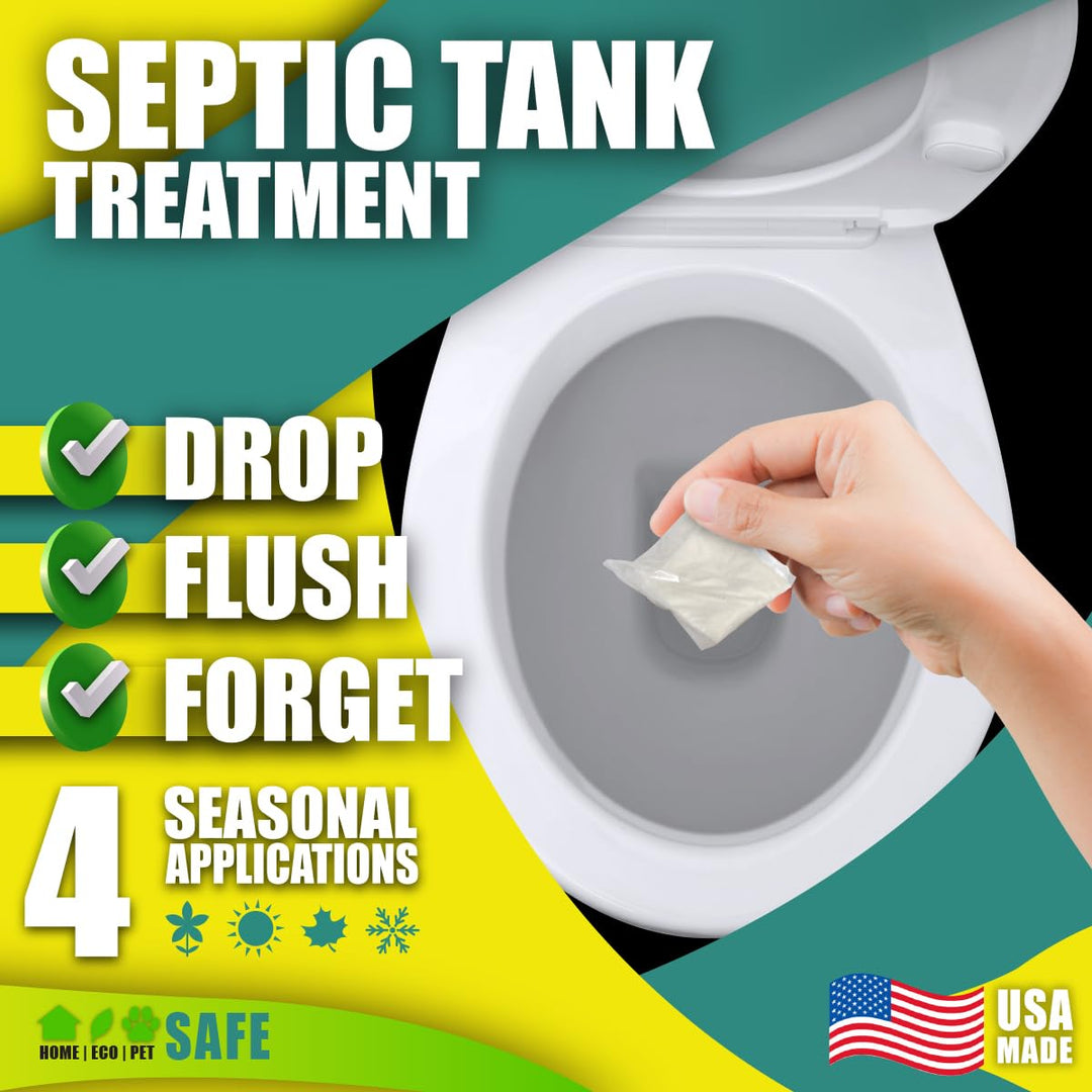 Green Pig 56 Live Septic Tank Treatment 5-Year Supply Ultimate Solution in Preventing Expensive Backups, Clogs, or Drain Field Failures with 20-Easy Drop-in and Flush Packets, Supply-20 Count