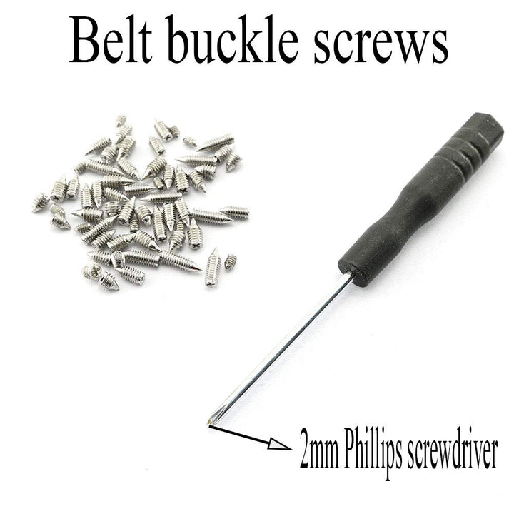 60pcs Nickel Plated Screw Set Assembly for Belt Buckle Include M2x3mm, M2.5x5mm, M2.5x6mm, M2.5x8mm, M3x3mm, M3x6mm with 2mm Screwdriver for Belt Repair, Ladies Handbag Hardware