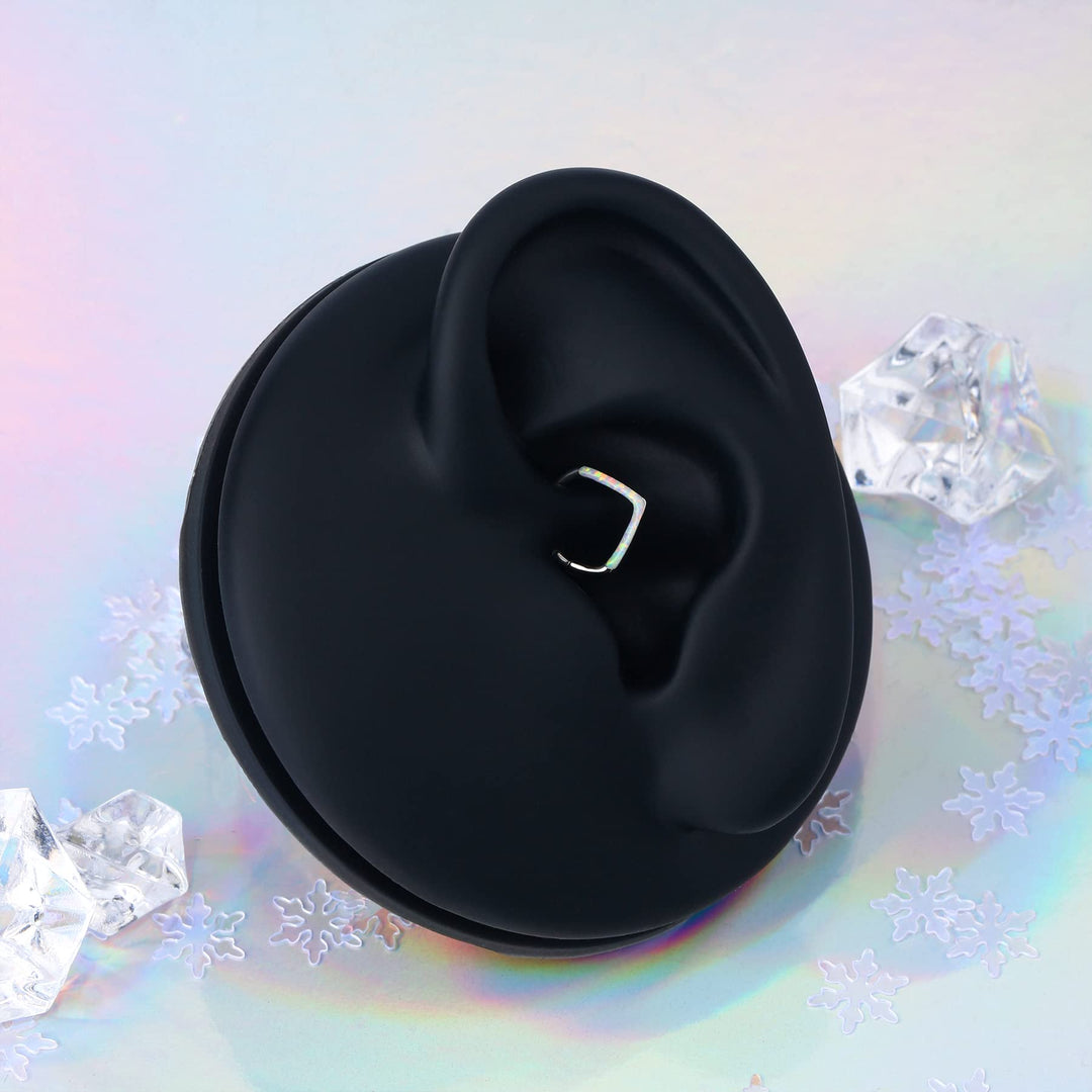 Teardrop Daith Earrings Hoop Hinged Clicker Rings 16G Helix Cartilage Earrings Hoop 316L Stainless Steel CZ Helix Tragus Daith Septum Clicker Jewelry