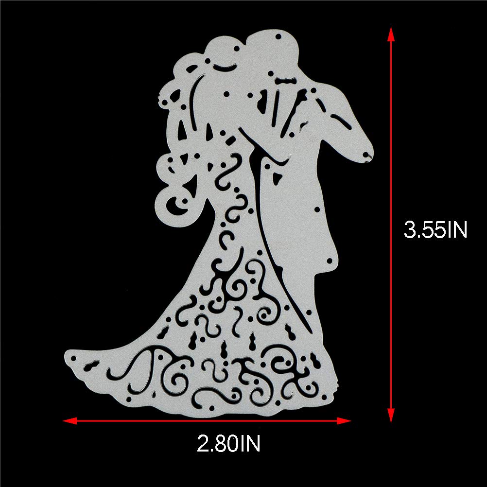 Wedding Bride Groom Metal Cutting Dies 2.8 by 4.6 Inch Die Cuts for DIY Scrapbooking Card Making Wedding Invitation Album Frame Embossing Decor Craft Die Cuts