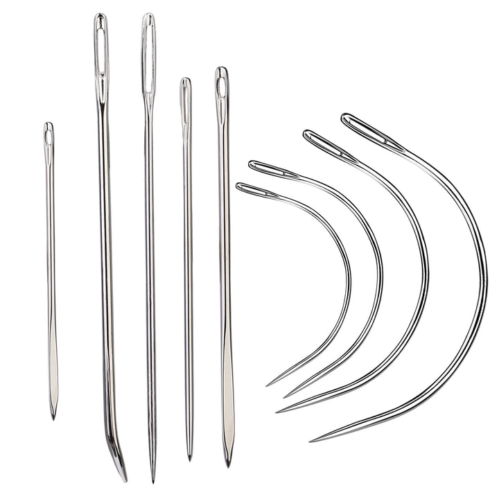 16 Pcs Leather Sewing Needles,Heavy Duty Sewing Needles Kit Include Leather Triangular Needle, Sack Needle, Hand Sewing Needle,Leather Needles for Upholstery,Leather Craft,Carpet Canvas Repair