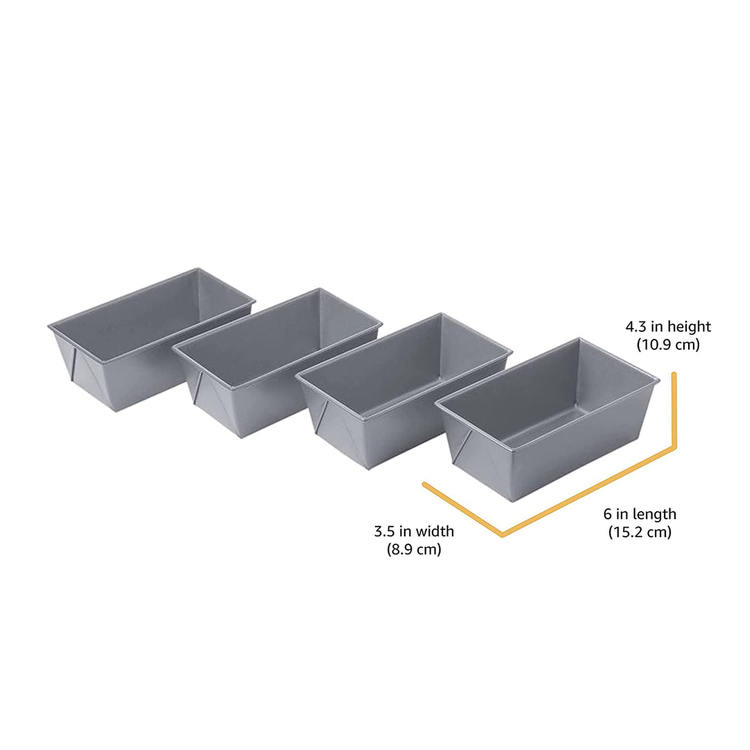 Commercial II Non-Stick Mini Loaf Pans, 5-3/4 by 3-1/4 by 2-1/4-Inch, Gray , 4 Count (Pack of 1)