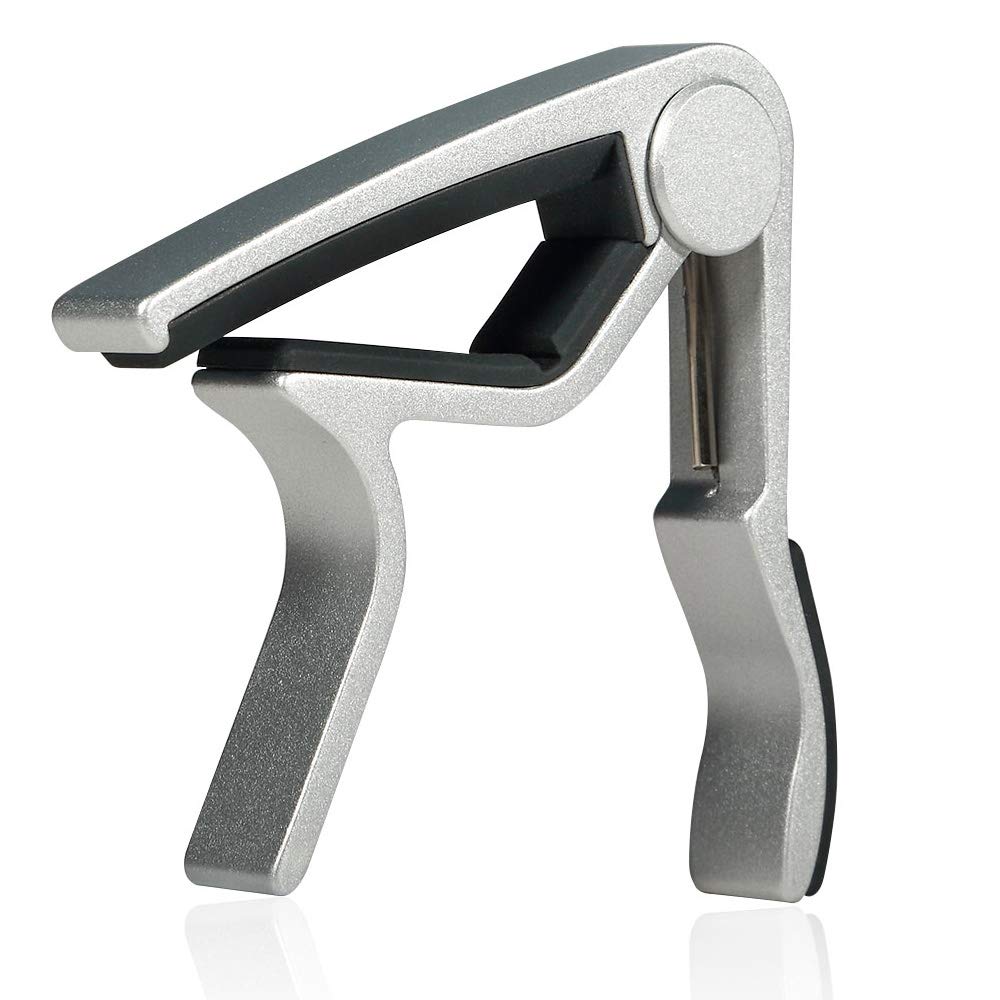 Guitar capo for 6 String Steel Acoustic and Electric Guitars with 5 Picks for Free,Silver