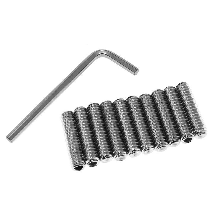 10pcs 304 Stainless Steel Allen Head Hex Hexagon Socket Flat Point Set Screw End Grub Headless Bolt 1/4-20 x 1 with Hex Drive Wrench