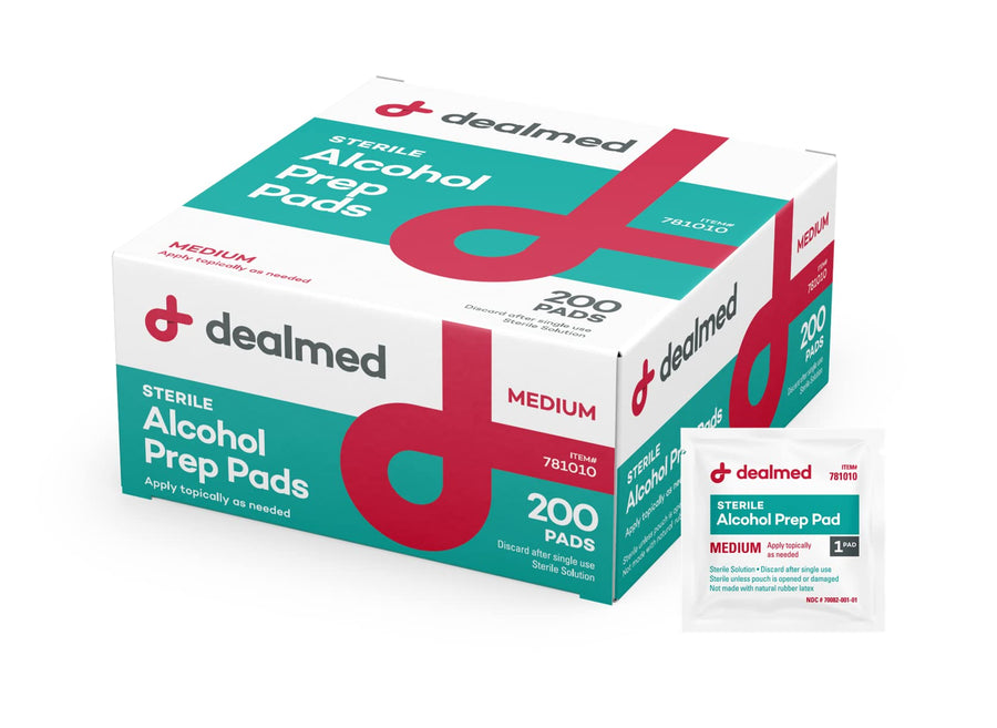 Dealmed Latex Free Sterile Alcohol Prep Pads 200 per Bo
