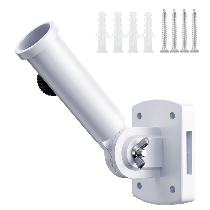 Flag Pole Holder for Outside House, Adjustable Flagpole Bracket, Multi-Position Mounting Bracket with Hardwares, Premium Aluminum Alloy Strong and Rust Free Flagpole Holder (White)