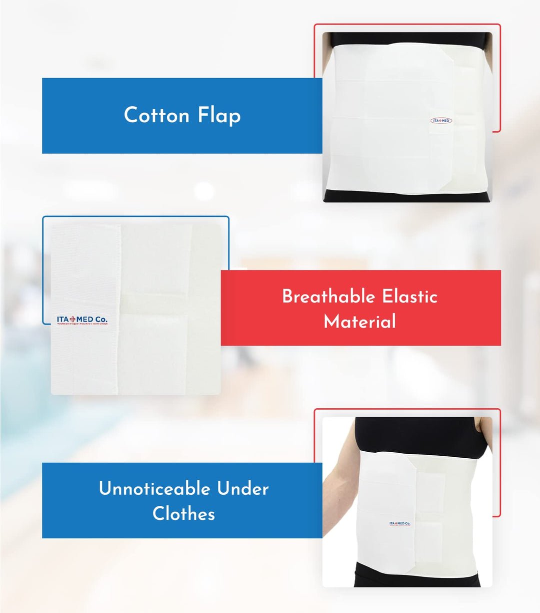ITA-MED Elastic Abdominal Binder - 4 Panels, Unisex, 12