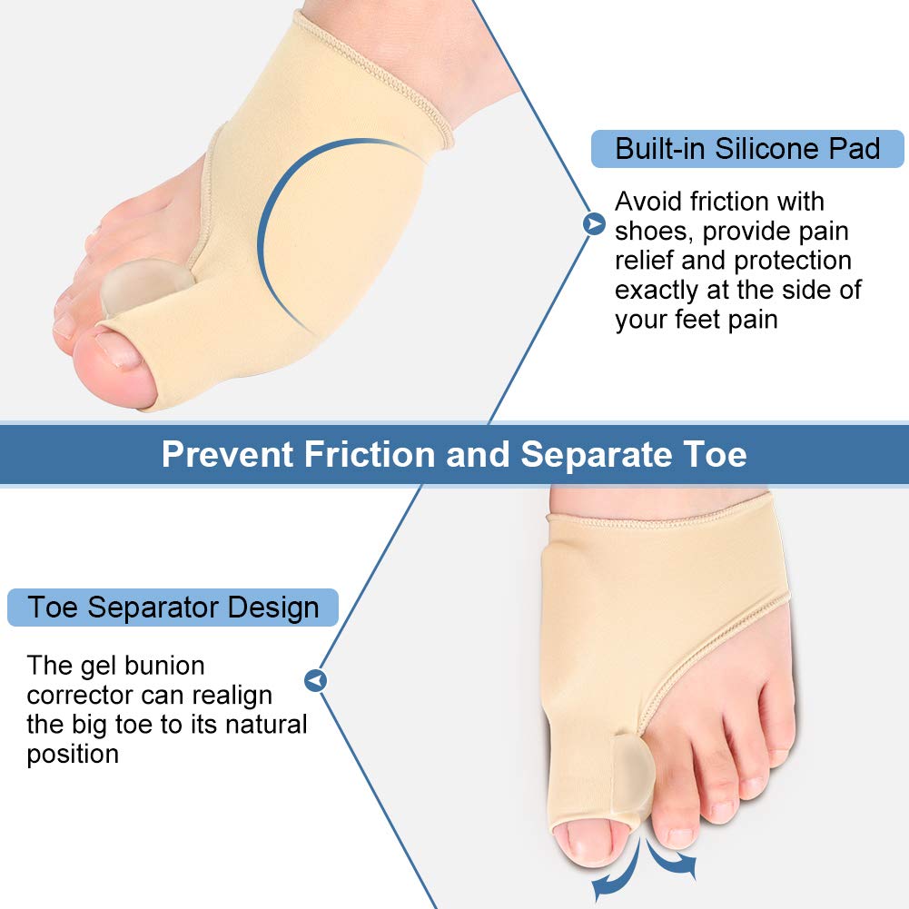 Bunion Corrector, Bunion Relief Protector Gel Bunion Guard for Hallux Valgus, Big Toe Joint, Hammer Toe, Toe Separator Straightener Spacers for Men and Women(1 Pair)