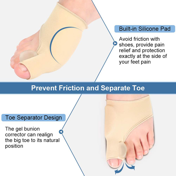 Bunion Corrector, Bunion Relief Protector Gel Bunion Guard for Hallux Valgus, Big Toe Joint, Hammer Toe, Toe Separator Straightener Spacers for Men and Women(1 Pair)